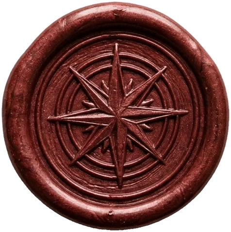 The Founder Series compass pressed into oxblood wax